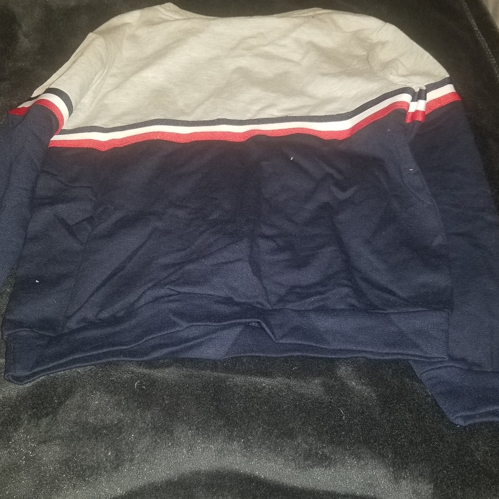 GIRLS STRIPED TRIM INSERT SWEATSHIRT